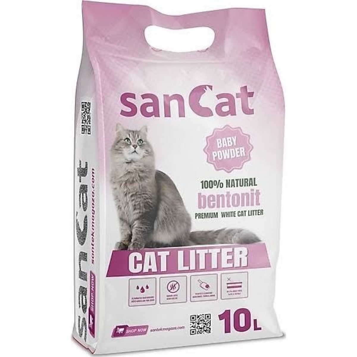 10 LT SanCat Bentonite Kedi Kumu Bebek Pudrası Kokulu