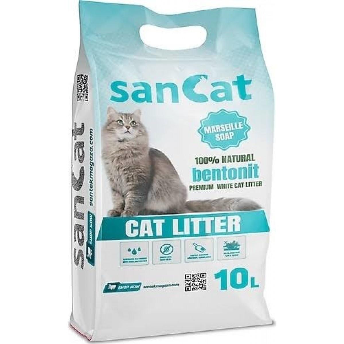 10 LT SanCat Bentonite Kedi Kumu Marsilya Sabunu Kokulu